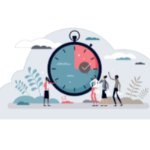 Illustration of a large stopwatch with figures and plants in the background. on June 2, 2026
